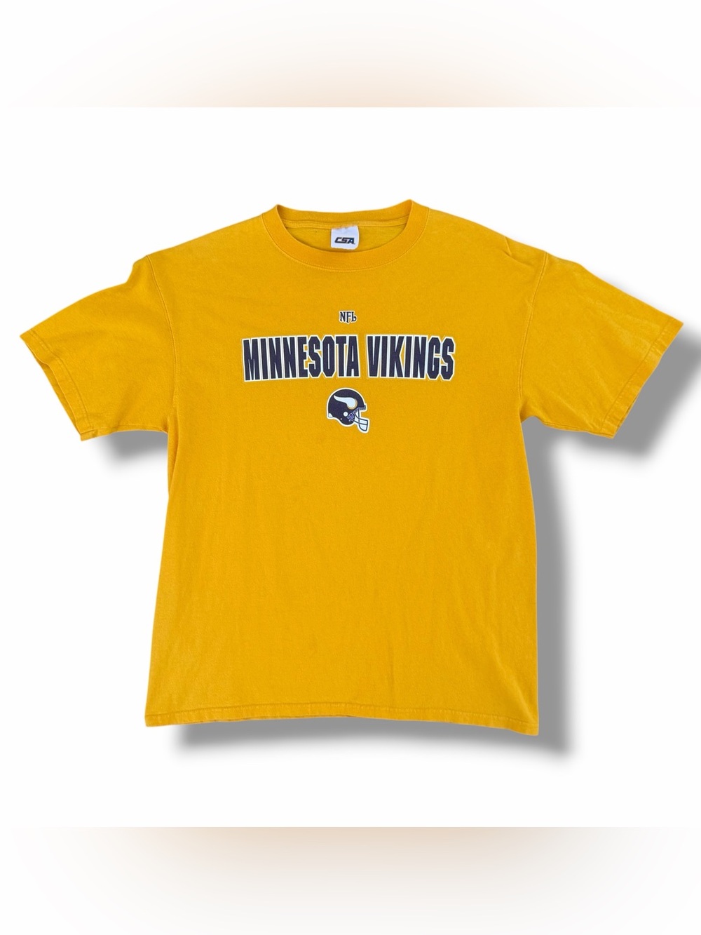 Vintage Minnesota Vikings CSA T-Shirt Yellow Size XL 90s Y2K NFL